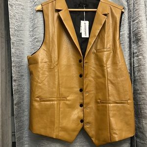 - New Camel COOFANDY unisex Leather Vest Casual Western Vest Jacket Lightw…